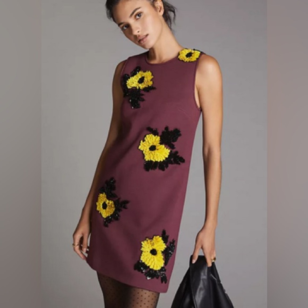 NWT Anthropologie Dhruv Kapoor Sequined Shift Mini Dress - Picture 2 of 12